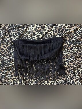 Y2K boho 
Black Fringe festival style Tube Top